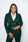 Green business suit for women