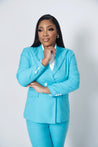 Sky color stylish women's business suit
